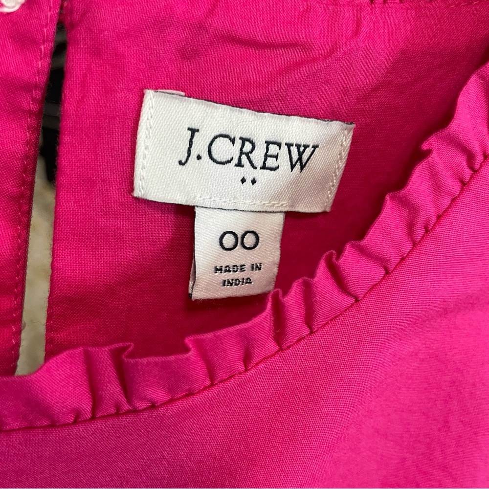 J.Crew Factory  Pink Midi Sleeveless Ruffled Neckline Tiered Pink Dress - Picture 9 of 12